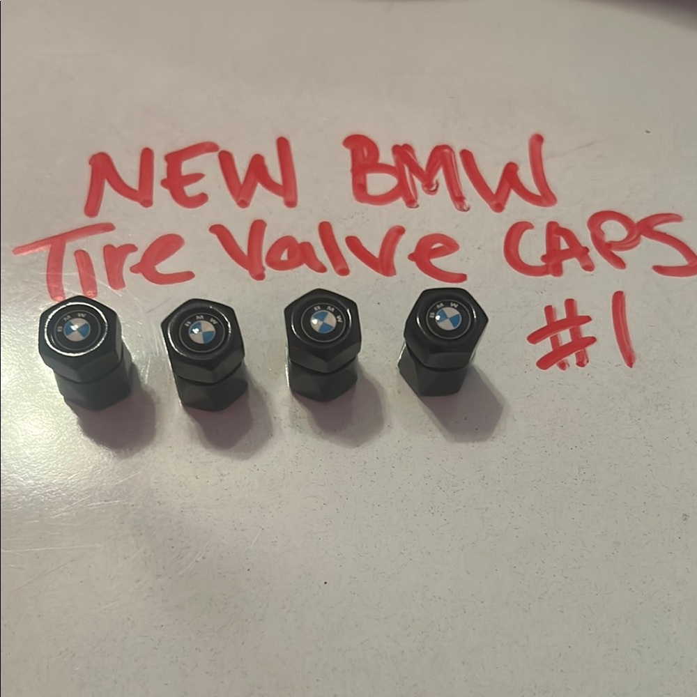 BMW Black Tire Valve Caps with Logo